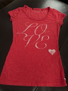 Guess Red Short Sleeve 'Love' Graphic Tee